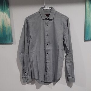 Zara Men's Light Grey Button-Front Dress Shirt